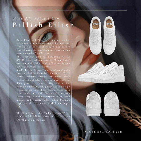 圖片 NICEDAY 代購 Nike Air Force 1 Low x Billie Eilish 白 聯名 怪奇比莉 男女