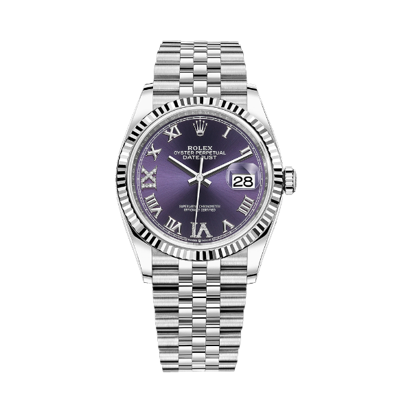圖片 【ROLEX】勞力士 Date Just系列 126234 紫色放射紋 羅馬數字 69碎鑽 36mm