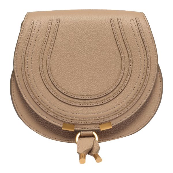 圖片 Chloe Mini Marcie 迷你粒面小牛皮鈴鼓包  粉棕米色