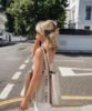 圖片 Chloe 中款皮革飾邊絲帶棉質 Woody 包  棕色