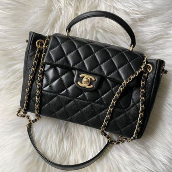 圖片 Chanel 黑金菱格手提肩背托特包