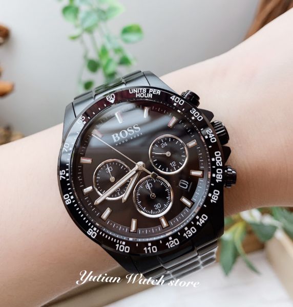 圖片 Hugo Boss_德式競速計時腕錶-小勞系列_經典黑X黑鋼＿新款_實體門市（預購款)_最熱賣款！