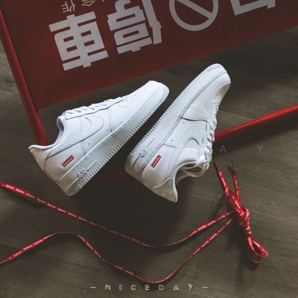 圖片 NiceDay 現貨 Supreme x Nike Air Force 1  白 聯名款 男女 CU9225-100