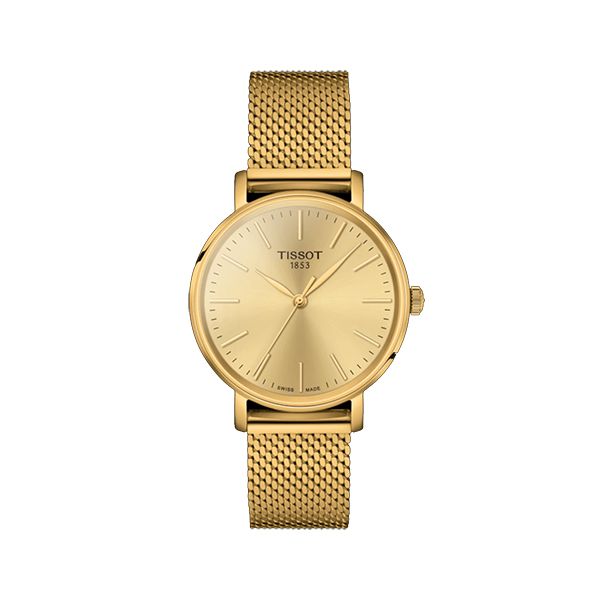 圖片 原廠代理店TISSOT EVERYTIME LADY簡約三針女錶 T143.210.33.021.00 金色