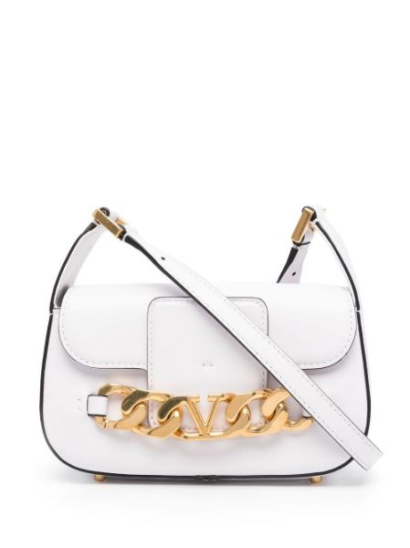 圖片 Valentino VLogo小牛皮鏈條肩背包 白色