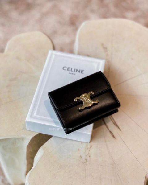 圖片 CELINE 黑色凱旋門可拆式短夾零錢包