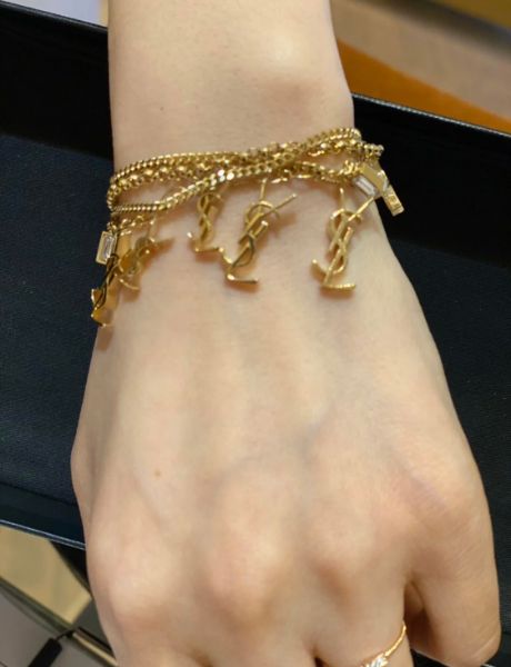 圖片 Saint Laurent 746617 YSL Cassandre 金屬及水鑽手鏈