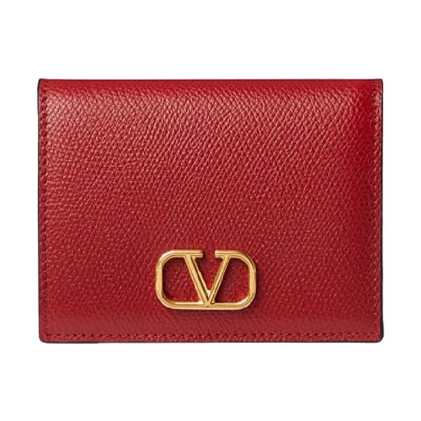 圖片 VALENTINO GARAVANI 女款 VLOGO 小牛皮按扣短夾 紅色  1W2P0R39SNP0RO