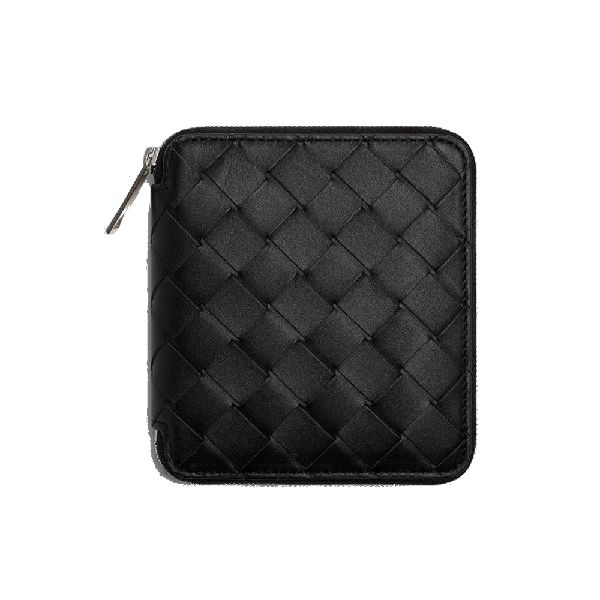 圖片 BOTTEGA VENETA 女款 BV 小牛皮拉鍊短夾 黑色  701387VCPQ4 8803