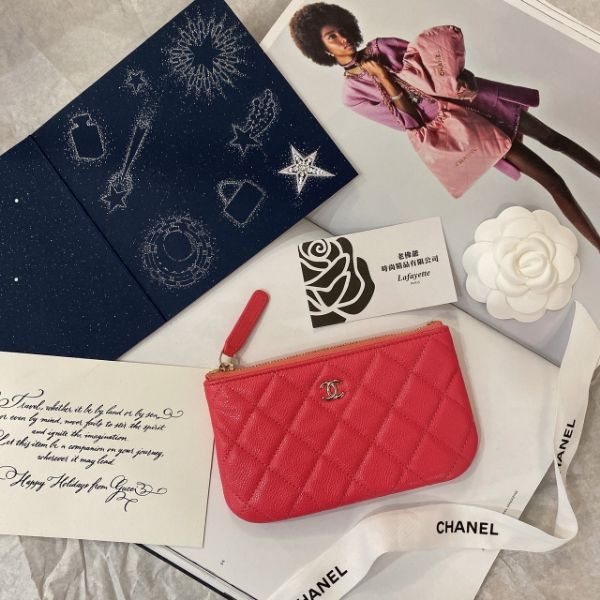 圖片 CHANEL Classic Mini Pouch 粉色一字零錢包