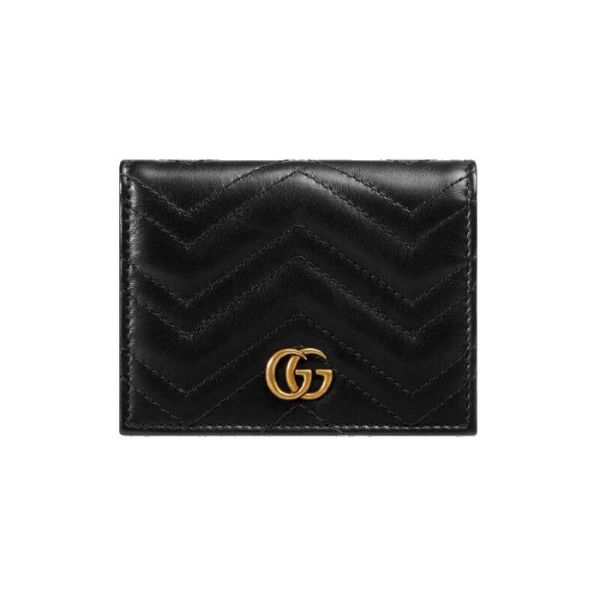 圖片 GUCCI 雙G GG Marmont系列 黑色真皮按扣卡夾/零錢包  466492DTD1T1000