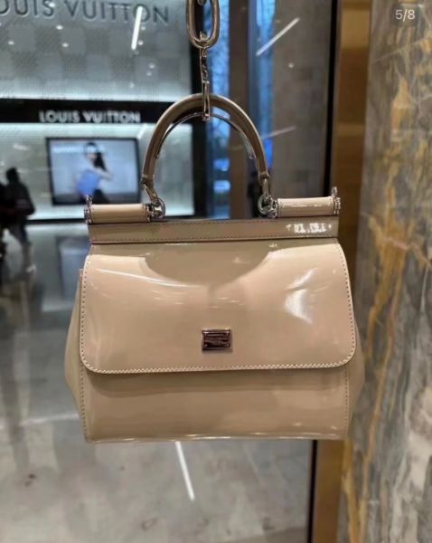 圖片 Dolce & Gabbana DG 小款亮澤小牛皮 Sicily 西西里包 米色