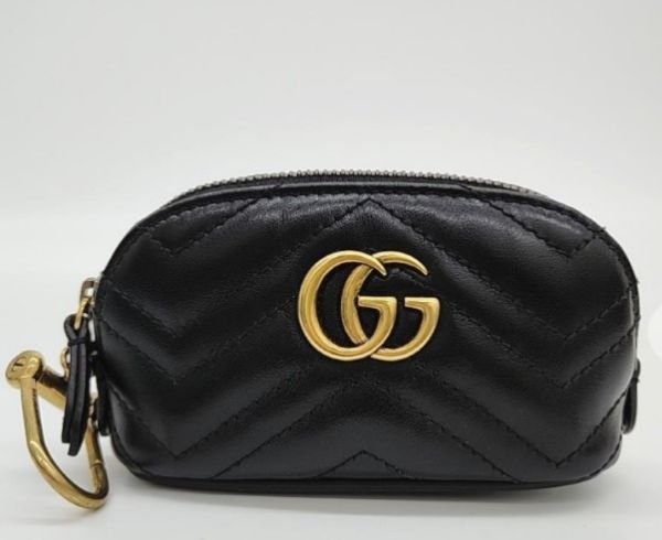圖片 【現貨在台 】GUCCI GG Marmont 山行紋皮革附鑰匙釦零錢萬用包(黑色) 625691