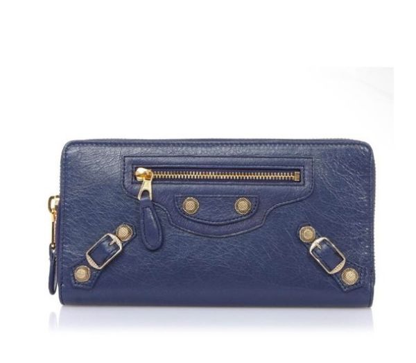 圖片 【現貨在台 】Balenciaga 全新真品 253053 Zip Wallet 金扣拉鍊長夾 藍色