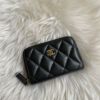 圖片 Chanel 黑金荔枝拉鍊零錢卡包