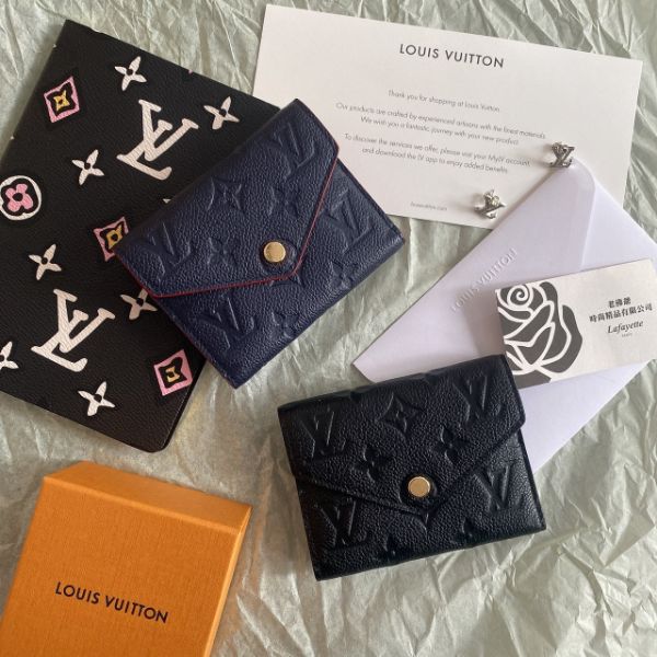 圖片 LOUIS VUITTON Victorine 藍色壓紋三折短夾