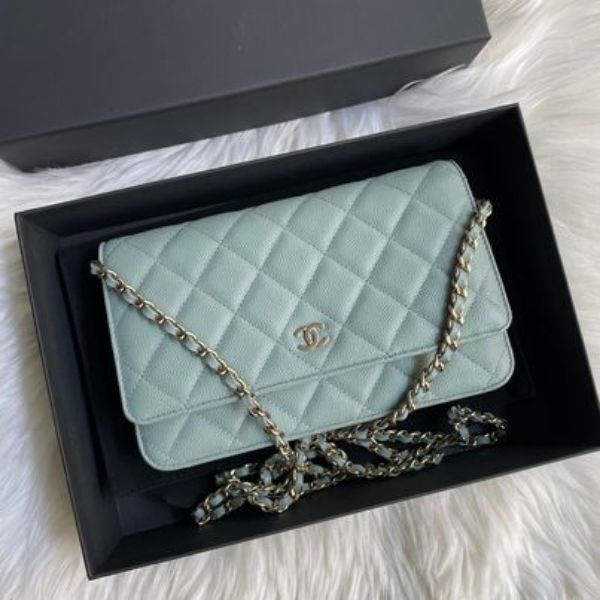 圖片 Chanel 莫蘭迪綠金荔枝woc