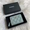圖片 Chanel 莫蘭迪綠金荔枝拉鍊對開卡包
