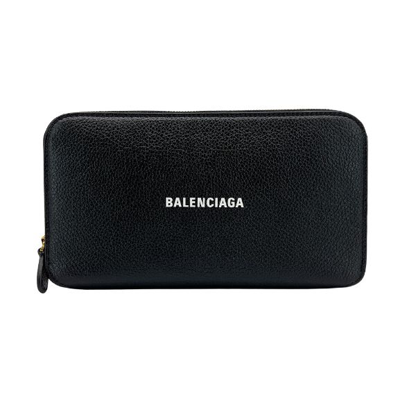 圖片 Balenciaga 經典品牌標誌皮革拉鍊長夾(594290-黑)