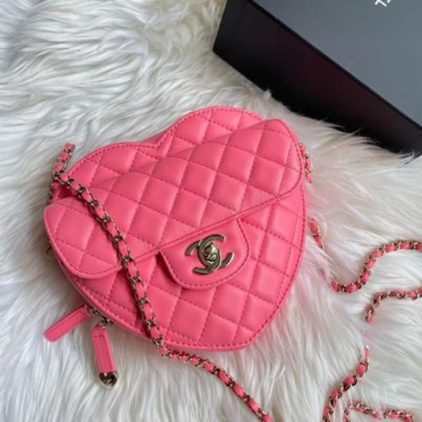 圖片 Chanel 22s粉金羊皮愛心包