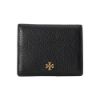 圖片 TORY BURCH 女款 BLAKE COLOR BLOCK MINI 皮革按扣短夾 黑色  84691006