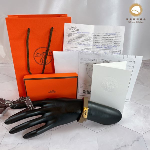圖片 【雪曼國際精品】HERMES Mini Kelly 大象灰牛皮手環，金扣/T1/Z刻，全新品現貨