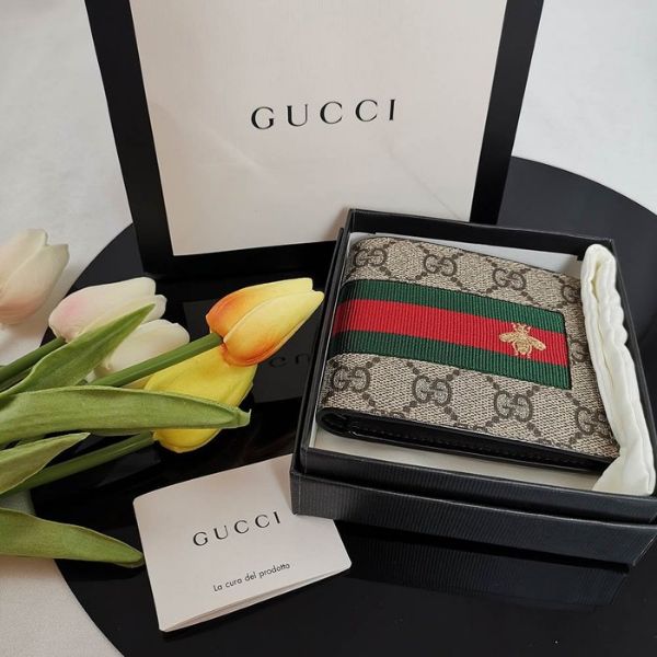 圖片 【雪曼國際精品】GUCCI 408826 KHN4N 9791 蜜蜂刺繡綠紅綠織帶PVC防水8卡短夾─全新品現貨
