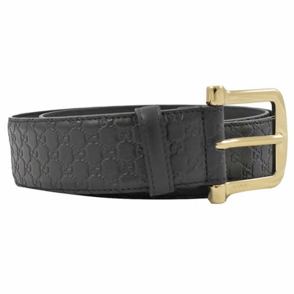 圖片 GUCCI Micro Guccissima 經典金屬扣小牛皮壓紋腰帶(黑色) 281548BMJIG