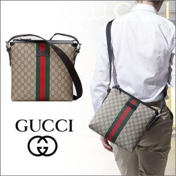 圖片 【雪曼國際精品】GUCCI 387111-KHNGN-9692 大款烏木色綠紅綠織帶防水帆布方形斜背包─全新品現貨