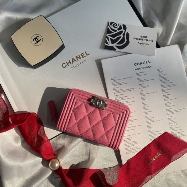 圖片 CHANEL BOY 粉色銀釦零錢包
