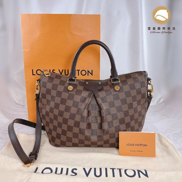 圖片 【雪曼國際精品】LV N41545 Siena PM 棋盤格紋抓皺小型手提／肩背／斜背包，二手商品9成新