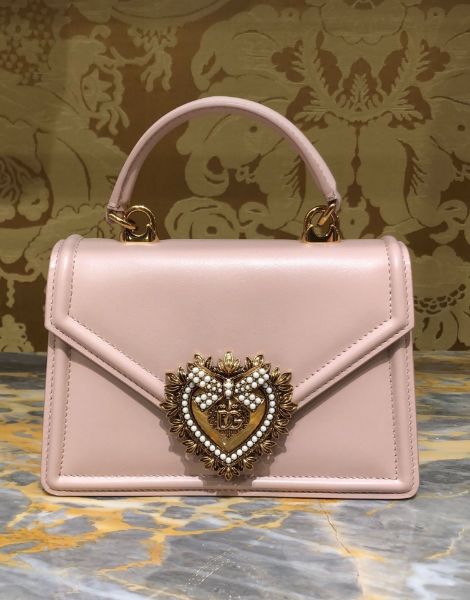 圖片 Dolce&Gabbana DG 小款 Devotion 聖心珍珠包 粉色