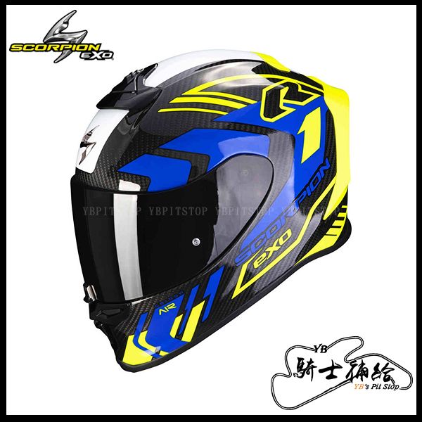 圖片 Scorpion EXO R1 Evo Air Carbon Supra 藍黃 贈墨片