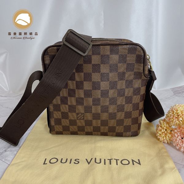 圖片 【雪曼國際精品】LV N41442 棋盤格紋拉鍊開合方形郵差包(小)~二手商品約8.8成新