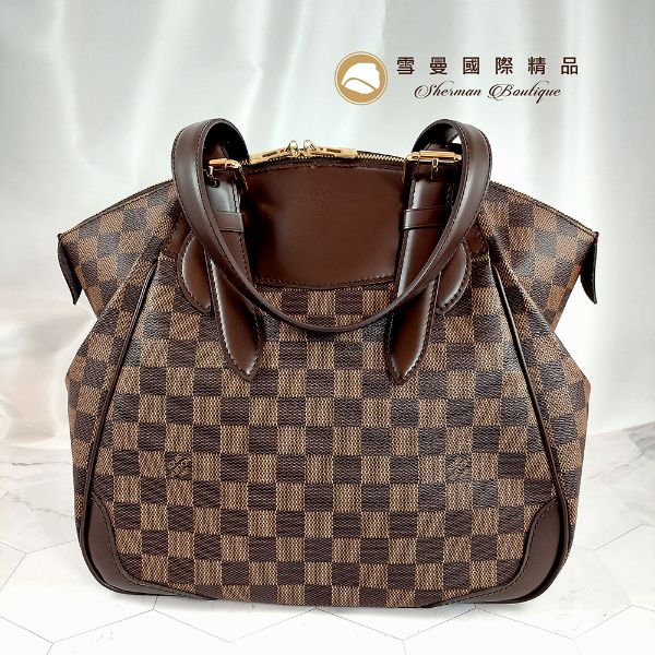 圖片 【雪曼國際精品】LV N41118 棋盤格紋抓皺拉鍊開合手提包／肩背包／購物包～二手美品約9.9成新～未使用收藏品