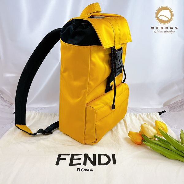 圖片 【雪曼國際精品】 Fendi 芬迪 黃色後背包 中性休閒時尚款 7VZ067AGQT~全新品現貨