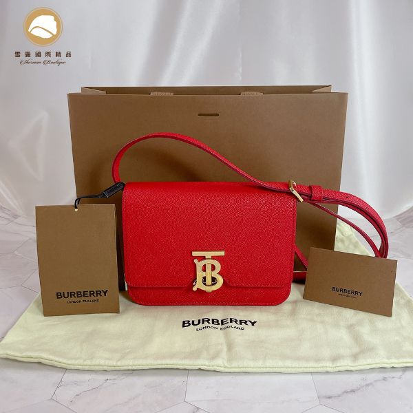 圖片 【雪曼國際精品】 BURBERRY 紅色防刮牛皮迷你肩背包／斜背包 紅色～全新品現貨
