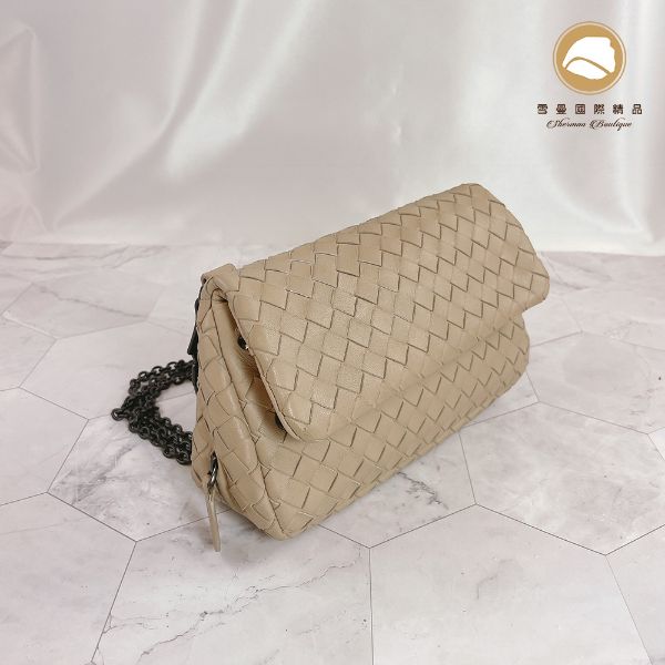 圖片 【雪曼國際精品】BV BOTTEGA VENETA 駝色小羊皮手提、肩背、斜背包～WOC三用包~二手商品9成新