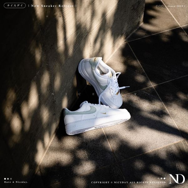 圖片 NICEDAY 代購 Nike Air Force 1 抹茶小金勾 白 綠 金 女 CZ0270-106