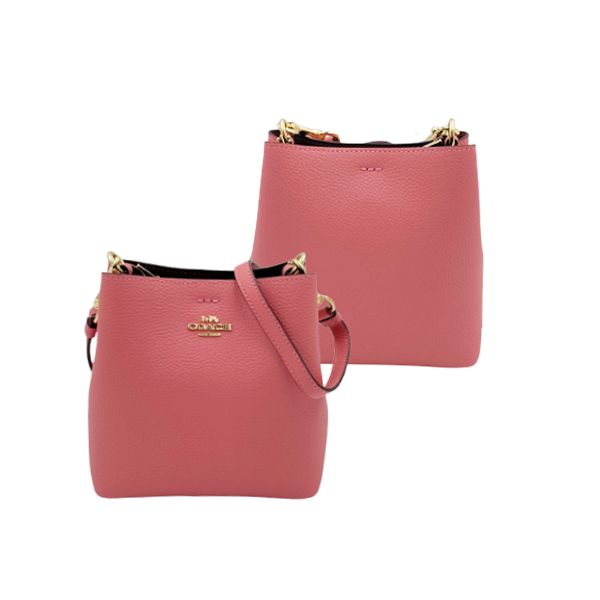 圖片 COACH 女款 防刮十字紋皮革斜背包 粉色 195031482984