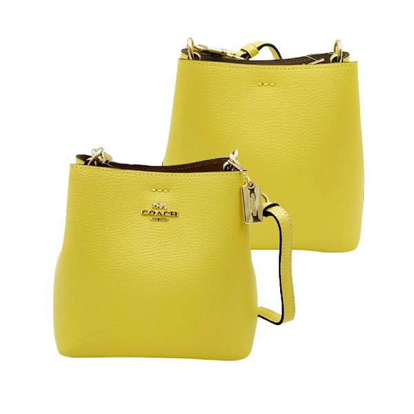 圖片 COACH 女款 防刮十字紋皮革斜背包 黃色 195031483349