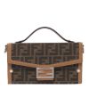 圖片 Fendi 7VA565 皮革和 FF 布料 Soft Trunk Baguette 貝貴包  棕色