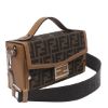 圖片 Fendi 7VA565 皮革和 FF 布料 Soft Trunk Baguette 貝貴包  棕色