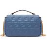 圖片 Fendi 8BR793 Baguette FF 立體浮雕小羊皮貝貴包  深藍色配金鏈