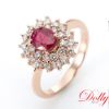 圖片 DOLLY 18K玫瑰金 GRS無燒緬甸紅寶石1克拉鑽石戒指-008