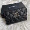 圖片 Chanel 23p 黑金荔枝鏤空大c卡包
