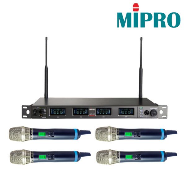 圖片 【MIPRO】ACT-747/ACT-700H 72MHZ寬頻四頻道純自動選訊 (四頻道UHF寬頻接收機+手持麥克風四支)