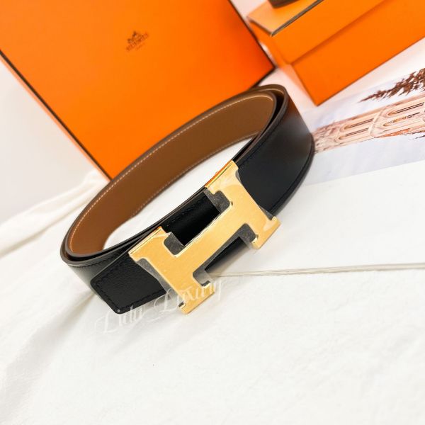圖片 HERMÉS 金H 焦糖色/黑 95cm