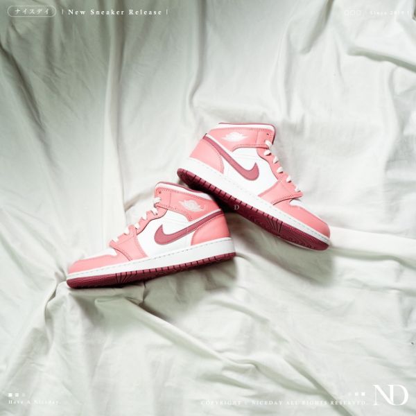 圖片 NICEDAY 現貨 Nike Air Jordan 1 Mid 白粉 情人節 女鞋 DQ8423-616
