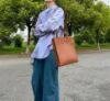 圖片 2023新季品❥ LOEWE 光滑小牛皮 標準 A4 手提肩背包 Tote包 古銅色 男女皆適合
